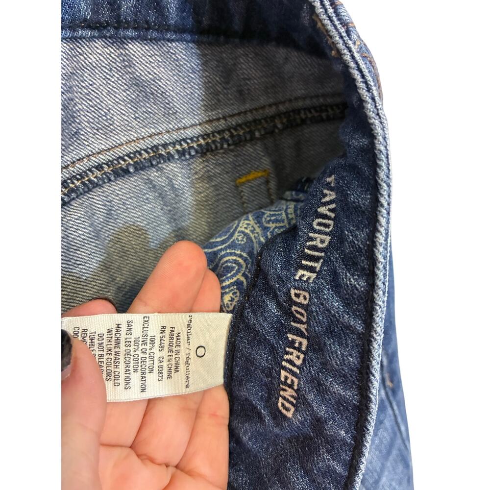 American Eagle Favorite Boyfriend Distressed Jeans Women's 0 Dark Wash Cotton - Picture 4 of 5